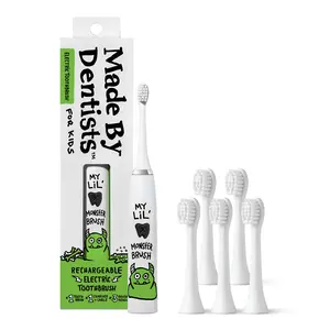 Made by Dentists Kids Electric Toothbrush - Rechargeable Vibrating Toothbrush with Timer, Includes 6 Replacement Heads, Gently Cleans Teeth, Girls and Boys, Kid & Toddlers Age 2+