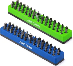 2PCS 1/4" Magnetic Hex Bit Holder, 43 Holes Bit Storage with Strong Magnetic Base,  Screwdriver Bit Organizer, Blue and Green