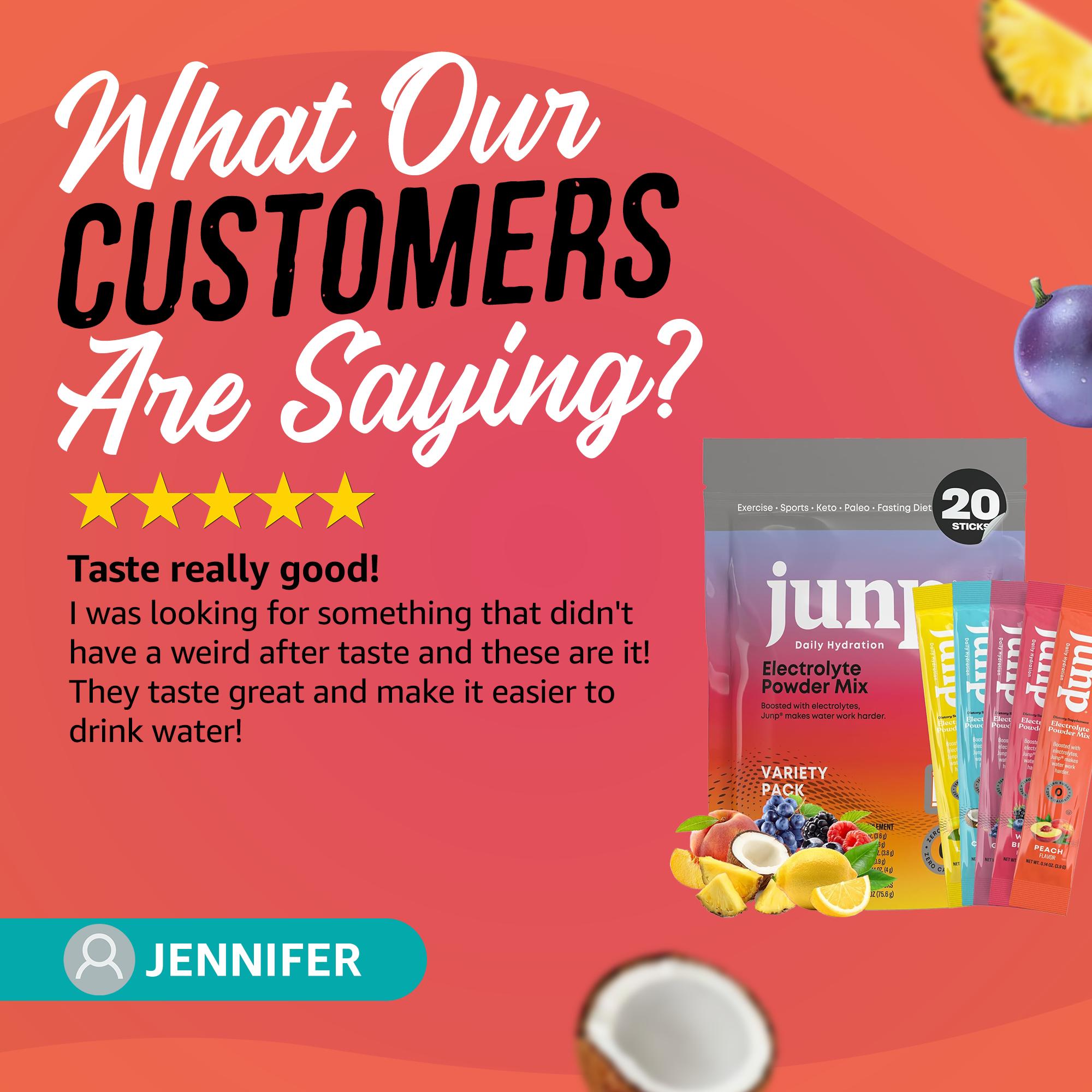 Junp Sugar-Free Electrolytes Powder Packets Lemon Flavor Instant Hydration Drink Mix with Salt & Potassium Zero Calories No Carbs Keto Friendly Electrolyte Powder Sticks for Water 5 Flavors 20 Pack Options