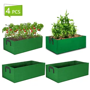 4PCS Fabric Plant Pot Grow Bags Vegetable Tomato Strawberry Growing Planter Rectangle Garden Potato Planting Pots