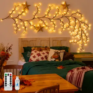 Willow Branches String Lights USB Powered with Remote Control, 8 Modes Warm White Twinkling Tree Lights for Wall Decor, Home Bedroom Living Room, Christmas Valentine Easter Wedding Party DIY Decoration Lamp