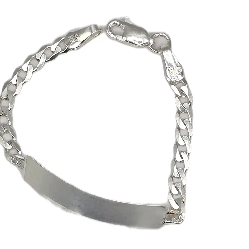 Bracelets & Bangles Plano Tejido Placa Medida 4.5 y 5.5 en Plata Mexicana 9.25 Cadena de alta calidad y Diseño elegante baby Bracelets