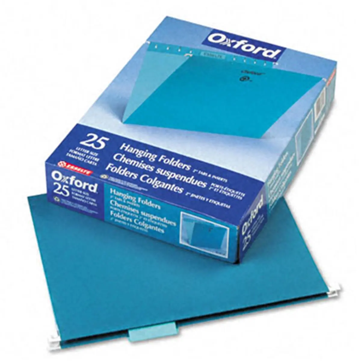 Pendaflex Hanging File Folders - 1/5 Tab, Letter Size, Teal, 25/Box, 11 pt. Stock, Plastic Tabs, Blank White Inserts, Light Interior for Office Organizing Files