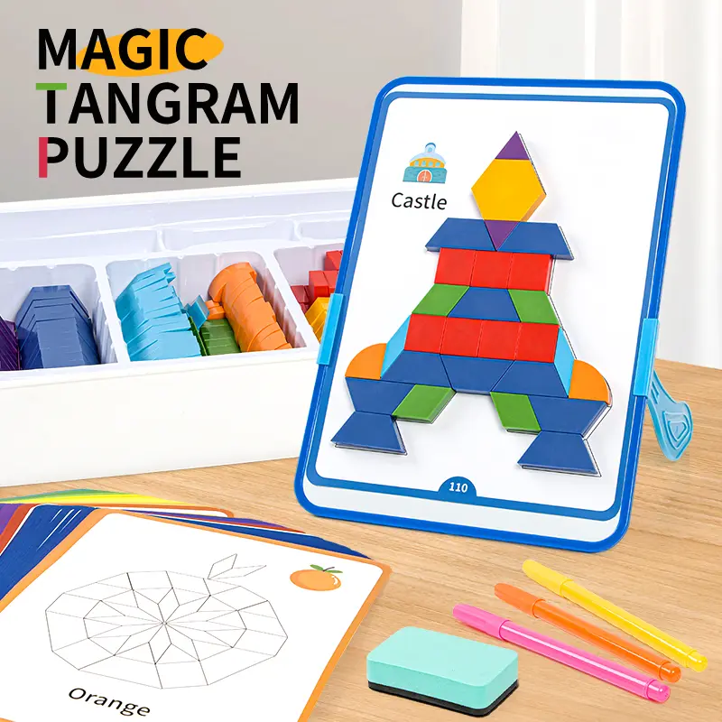 Magnetic Tangram Toy-Fun Stress Relief BrainTeaser for Kids & Adults, Boosts Logic, Creativity&Problem-Solving Skills, Perfect for Learning &Play