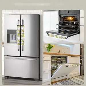 2pcs 4.7x15.7 inch Lemon fruit pattern Kitchen Appliance Handle Dust cover ,Kitchen appliance handle decoration, detachable and reusable protective covers, suitable for refrigerators, dishwashers, microwave ovens, ovens, home decoration, 0104CYJ