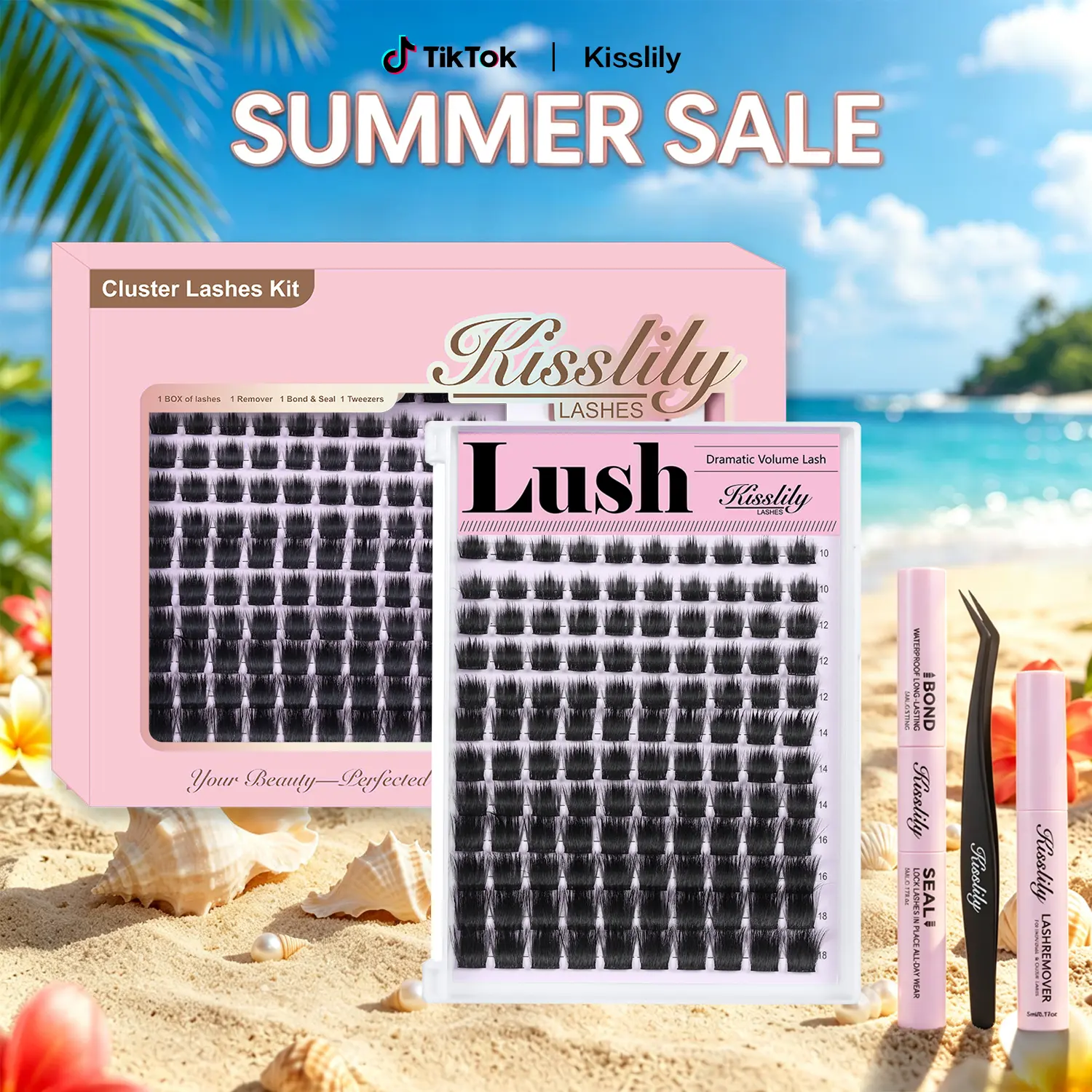 Lush | Kisslily Voluminous Manga Spike Lashes, Waterproof & Super Soft & Thin Band Too | Waterproof Long-Lasting  Daily Volume Style Beginner-Friendly DIY Lashes for Flawless Voluminous Look Trendy Must-Have Clusters #tiktokshopbacktoschool