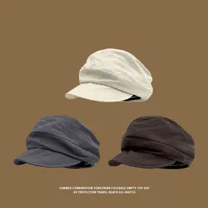 Japanese Yamamoto Style Niche Layered Design Thin Breathable Octagonal Hat for Comfort and Style Face-Slimming Artistic Painter Hat
