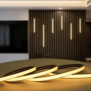 6PCS LED Recessed Light Kit for Wood Slat Wall Panels, Black Silicone Wall Panel Lights, 3000K Warm White, 24V Dimmable Touch Sensor