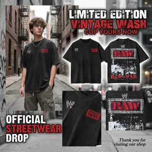 WWE Raw Is War 1999 Vintage Tee - Attitude Era Monday Night Graphic - Acid Wash Oversized Shirt Cotton Fabric Menswear Streetwear Tshirt Clothes Gamis Gamis