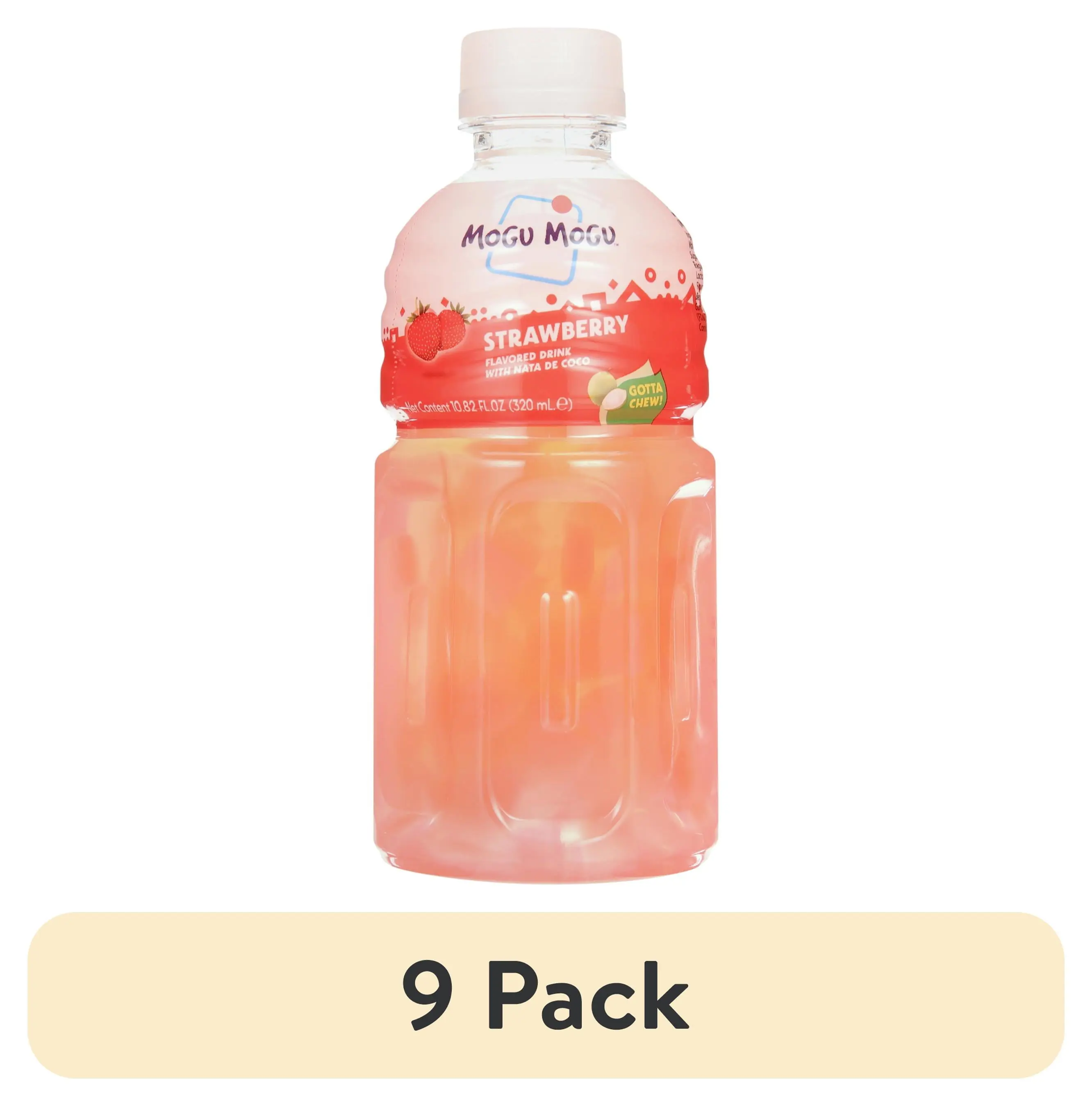 (9 pack) Mogu Mogu Aloe Vera Drink with Strawberry Flavor, 10.82 oz