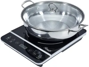 Rosewill Portable Induction Cooktop Burner, 1800W, 8 Power/Temp Levels, Touch Panel, LED Display, Timer, Auto Shut-Off, Child Safety Lock, Includes Stainless Steel Pot - (RHAI-13001)