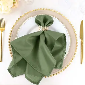 5 Pack Polyester Napkins 20"x20" Olive Green - Durable & Wrinkle Resistant Dinner Napkins