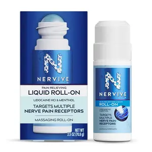 Nervive Topical Pain Relief Roll On 2.5 oz - Numbing Lidocaine HCL 4% & Menthol 1% for Nerve Pain in Hands and Feet