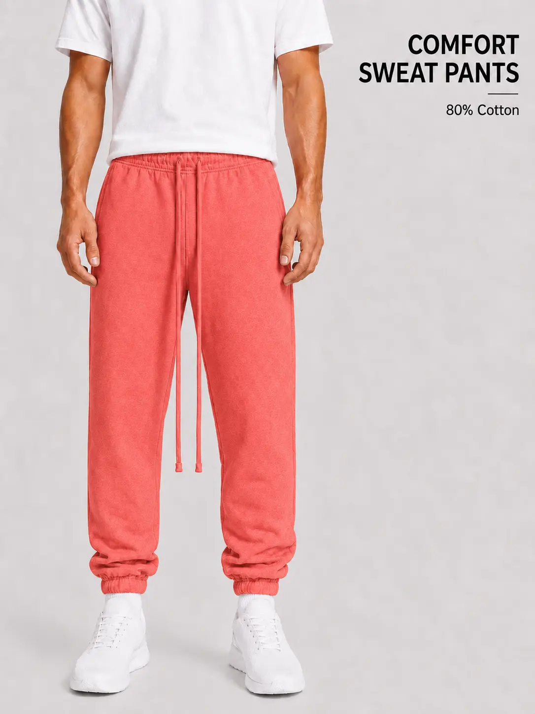 Unisex Men Sweatpants Pink Color Cuffed Oversized Fit,Elastic Drawstring Waist, Casual Streetwear Bottoms for DailyWear and Leisure Activities