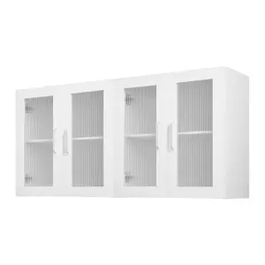 VEVOR Laundry Room Wall Cabinet, 2-Tier Wall Mounted Cabinet with Adjustable Shelf, Cupboard Storage with 4 Doors, for Kitchen, Bathroom, Laundry, Set of 2, Each 12 x 24 x 24 in (D x W x H), White