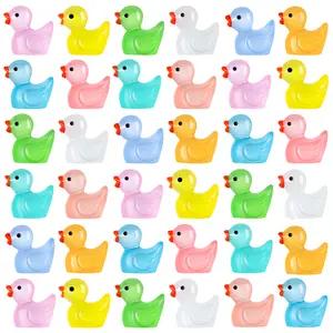 200pcs Luminous Mini Resin Ducks Animal Colorful Tiny Small Little Toys to Hide Toys for Dollhouse Garden Micro Landscape Aquarium Decoration