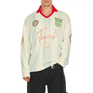 Found Striped Sport Long Sleeve Jersey in Off White & Sky Blue