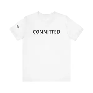 Bella+CanvasCare Inspirational Short Sleeve Tee Committed - 100% Airlume Cotton Fitted Crew Neck Summer Casual Tee