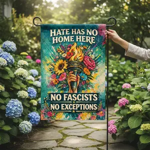 Hate Has No Home Here Garden Flag | Anti Fascism Yard Flag | Progressive Outdoor Decor | Protest Garden Flag | Political Yard Sign