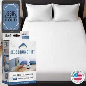 BED SCRUNCHIE Bed Sheet Holder Kit, 360 Degree Sheet Tightening System With Bed Sheet Straps and Anti-Slip Clips, Universal Fit for Fitted Sheets, Mattress Toppers, Deep Pocket, Pillow-Top, and Adjustable Beds