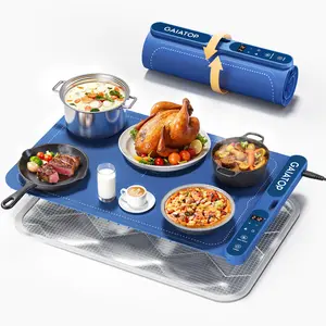 Gaiatop Fast-Heating Silicone Warming Mat - 7-Level Temp, 8-Hour Timer, Includes Heat Insulating Pad, Portable Blue Food Warmer for Parties, Home Gatherings Coasters Tableware Coasters Tableware Stainless Steel Travel
