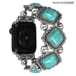Vintage Turquoise Decor Chain Bracelet, Fashionable Wristband for Apple Watch, Watch Band Suitable for Both Women and Men, Compatible with iWatch Series 9/8/7/6/5/4/3/2/1/SE, Smart Watch Strap
