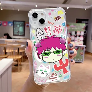 Saiki Kusuo's cute kitten Phone Case Protector Accessories Suitable for iPhone 17 16e 16 15 14 13 12 11 Mini Pro Max Air X XR XSMAX 8 7 Plus Anti Fall Transparent Soft Back Cover