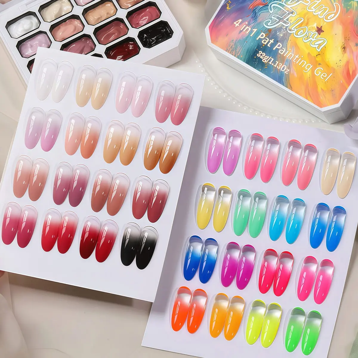 Osnailmall 16 Colors Neon Series Pat Painting Gel, Gel Nail Art, Gradient Stamping Drawing, Color Changing UV/LED Soak off Gel Varnish
