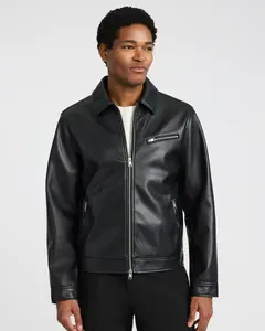 Express Zip Chest Pocket Faux Leather Jacket