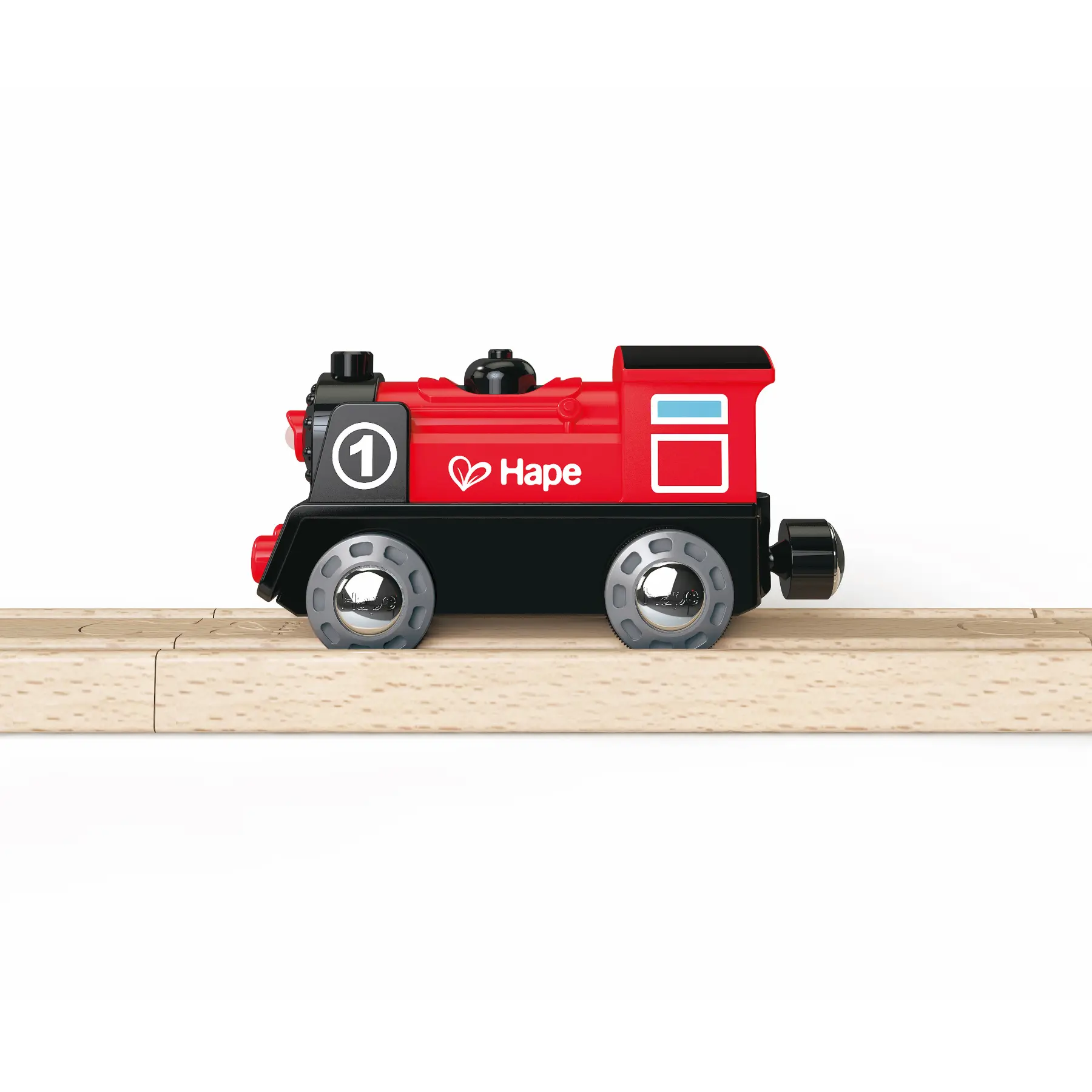Hape No.1 Wood Construction Battery-Powered Railway Engine - Kids' 3-4 Years Indoor Electric Train Set Toy, 3.7x1.3x1.9 Inches, European and American Certified (ASTM F963 & EN 71), Batteries-Operated