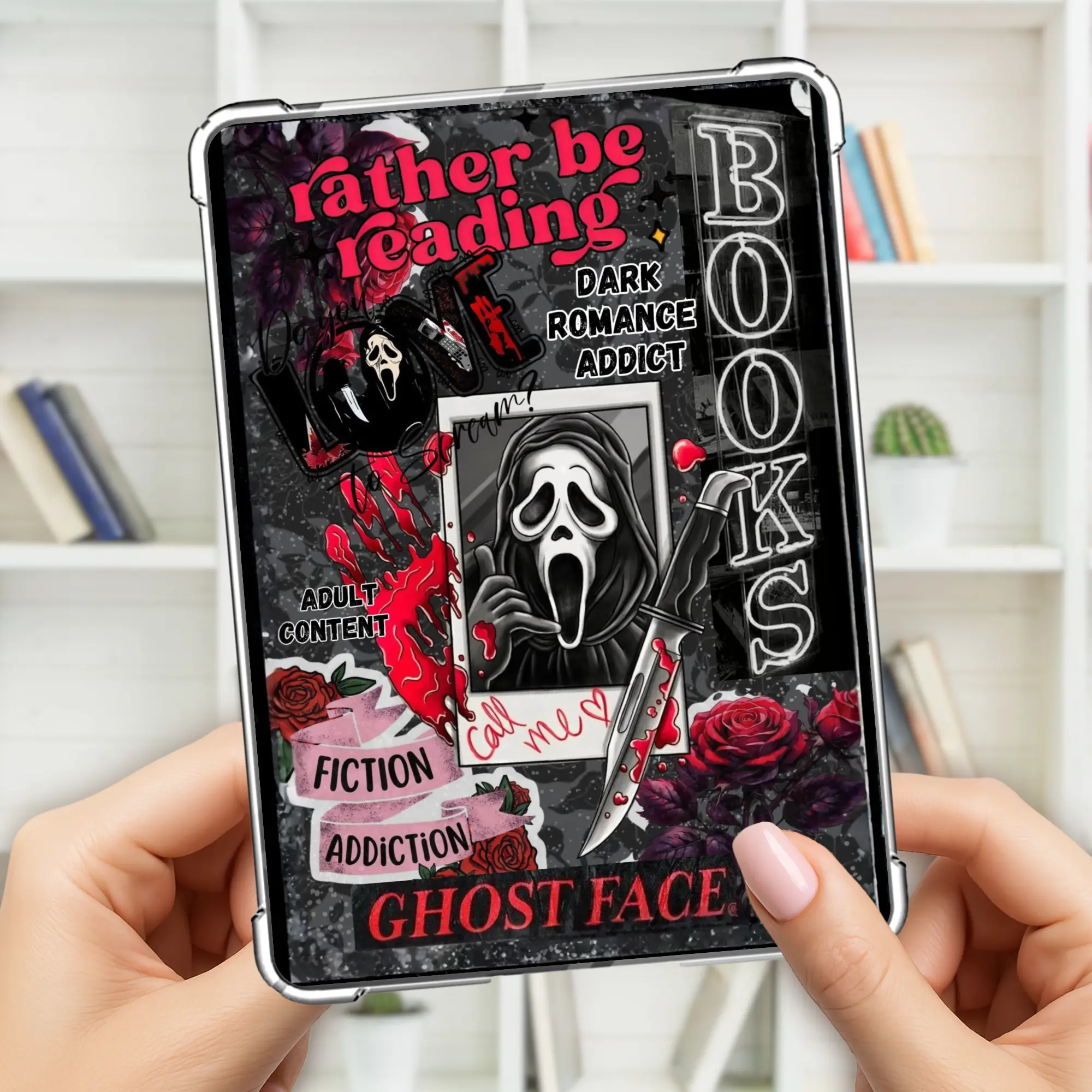 Kindle insert Ghostface , paperwhite, colorsoft, oasis, scribe, ipad mini, fire, kobo, book lover, bookish gifts