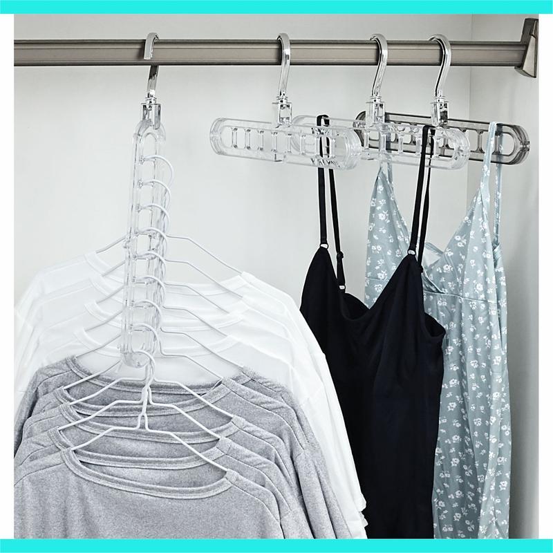 3/5-Pack Heavy-Duty Foldable Plastic Hangers Pro with 9 Holes - Anti-Slip, Space-Saving Clothes Organizer for Closet, Wardrobe, and Dorm Storage