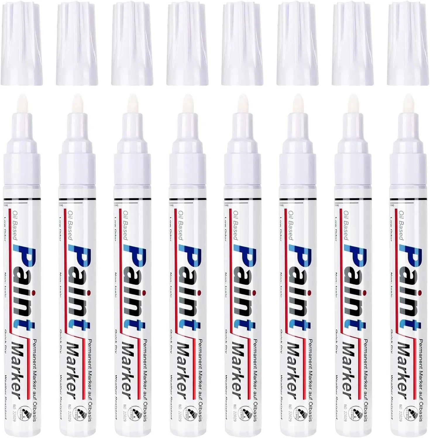 8-Pack White Oil-Based Permanent Marker Paint Pens, Waterproof High-Opacity Fade-Proof, Multi-Surface for Tubeless Tire Installation, Holiday Decorations & Workshop Use, Marks Metal & Rock, Ideal for Engineers, Works on Wood Plastic Fabric Glass Crafts