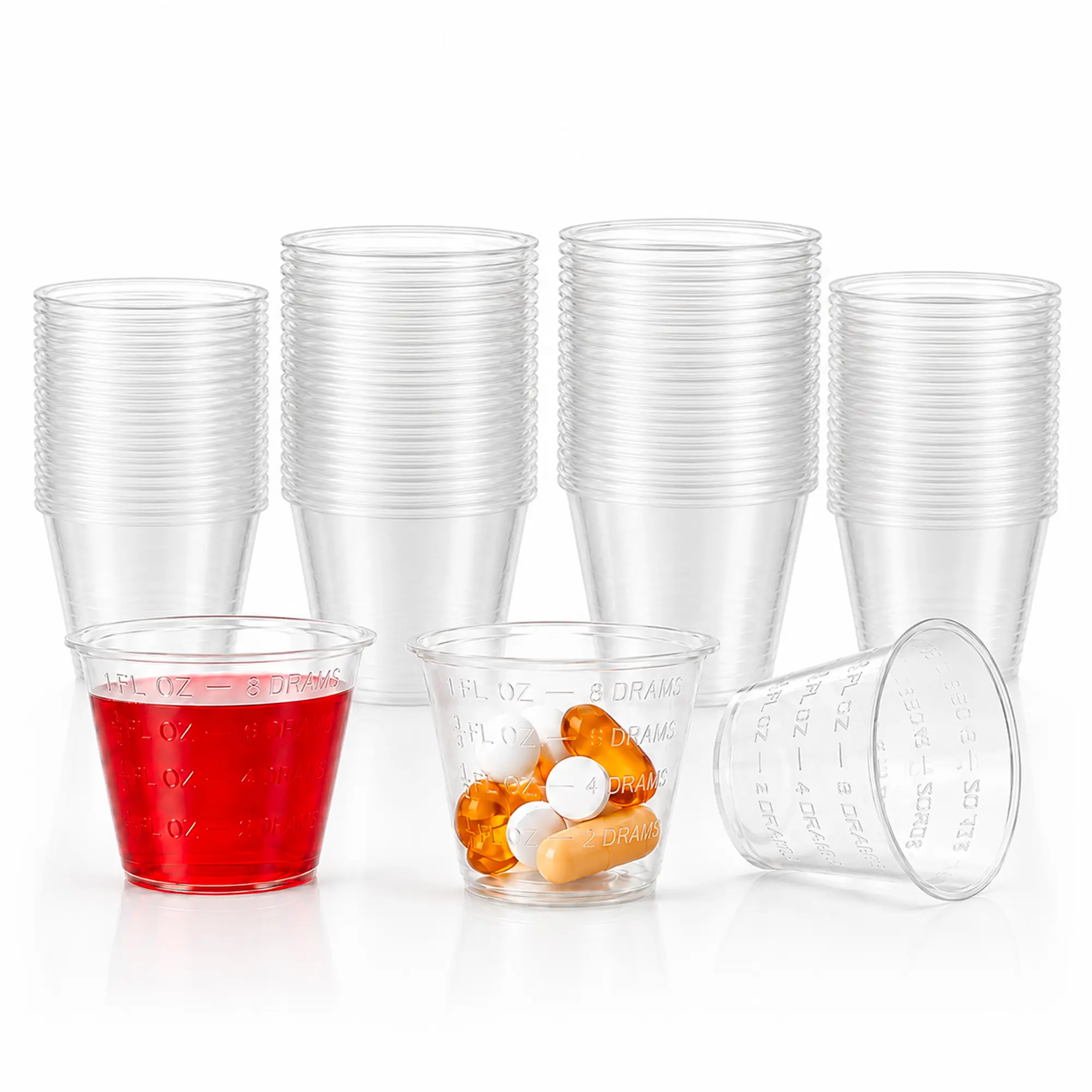 Clear Medicine Cups (1oz) - Plastic Disposable Graduated Medicine Cups with Measurements for Medication Arts & Crafts Mouthwash and More Containers Pack