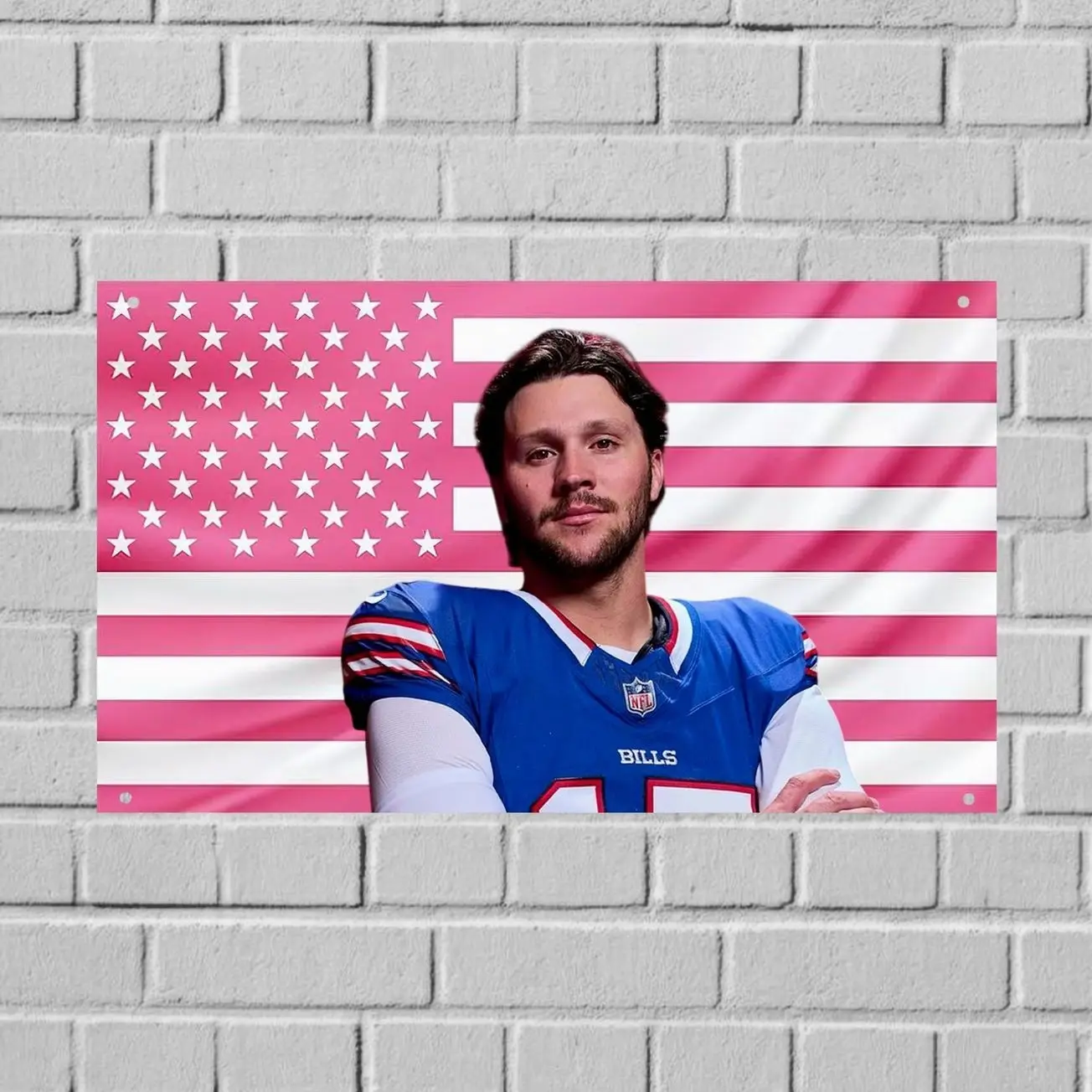 Josh Allen US Wall Tapestry Flag, NFL Football Room Decor, Sports Bedroom Wall Art, Aesthetic Dorm Banner Decor