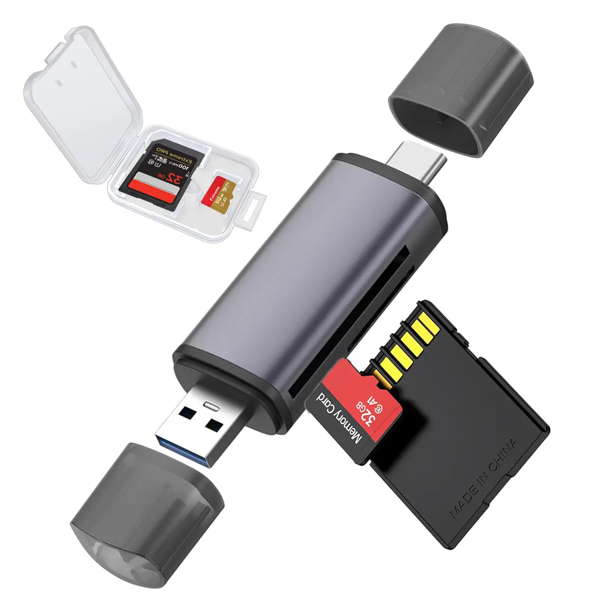 SD Card Reader USB C, Dual Slots USB 3.0 Type C to Micro SD Card Adapter, Memory Card Reader for MicroSD, SDHC, SDXC, Compatible with Laptop, PC, iPhone16/15, MacBook Pro/Air, iPad Pro, Android, Type C Connector, Usb 3.0 Compatibility