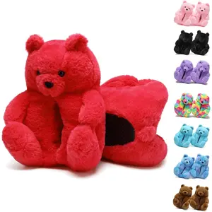 Women's Indoor Bedroom Slippers,Cute Teddy Bear Slippers Trendy Funny Animal Slippers,Fun Birthday Valentine's Gifts Fuzzy House Slippers Fluffy Soft Comfy Slides for Women Ladies Teen Girls