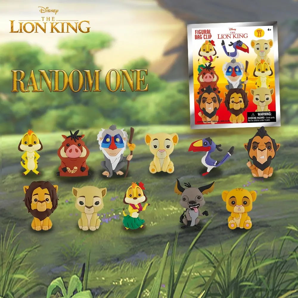 1PC Disney Officially Licensed The Lion King Blind Bags Mystery Blind Box 3D PVC Bag Clip Random Cartoon Figural, Mystery Packs, Keychain Figures, Simba Keyring Bag Wallet Backpack Decoration Christmas Birthday Gifts Blind Bag Collectible
