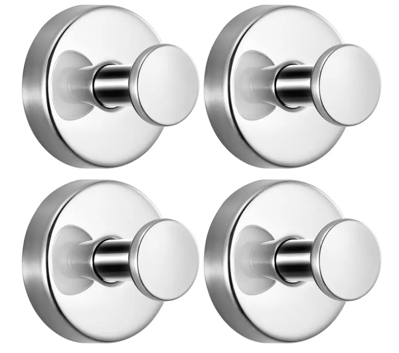 4-Pack Durable No-Drill No-Hole Stainless Steel Vacuum Suction Hooks, Waterproof Wall Mounts for Bathroom & Kitchen, 5 - 10 Kg Load Bag Hooks & Rails for Daily Towel, Bathrobe, Hat Storage, High Load Capacity, Ip-Rated Waterproof
