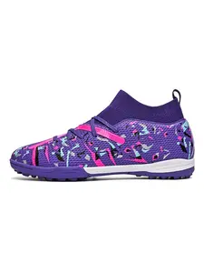 Unisex Training Soccer Cleats, Indoor Outdoor Use, Lacing Design, Anti-Slip Rubber Sole, Lightweight Performance, All Seasons Sporty Style