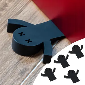 4-Pack Decorative Door Stoppers for Bottom of Door-Fun Cute Door Stop Cute Door Stopper-Black Door Stops for Bottom of Door-Large Doorstops Wedge-1-ch High-Heavy Duty Door Stopper Wedge 'Flat Mates'