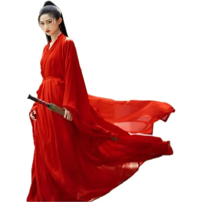 Women's Traditional Hanfu Robe, Vintage Chiffon Fairy Gown Set with Cross Neck for Cosplay Parties, Light Comfortable Chinese Style Outfit, M, Outfits, Hand Wash, Pageant