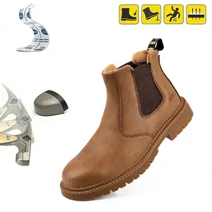Men's High-Top Soft Breathable Work Safety Shoes with Steel Toe Cap, Anti-Smash & Puncture Protection, for Construction Site