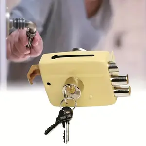 1set of sturdy high safety three lock core padlocks suitable for wooden doors, iron doors, storage cabinets, and garage doors - external lock holes with alloy metal brass surface treatment - mechanical structure without batteries-