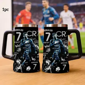 1pc 24oz Stainless Steel Insulated Cup Mug The King of Football, Cristiano Ronaldo, Perfect for Outdoor Adventures, Ideal Gift for Christmas, Thanksgiving, Father's Day