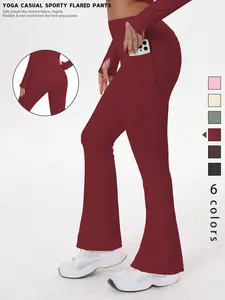 Women's New Sporty Casual Bell Bottoms, Sporty Flared Pants, High Waist Butt Lifting Breathable Quick Dry Pants, Knit High Stretch Longgings for Yoga Running Gym