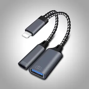 2-in -1 OTG multi-function adapter, suitable for ios and Android, one-in-two interface, multi-function adapter