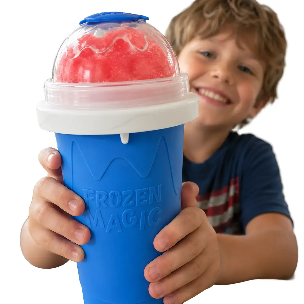 Slushie Maker Cup, Double Wall Silicone Squeeze Slush Cup with Lid and Spoon Straw, Reusable Freezer Cup for Chilled Sugary Drinks, DIY Frozen Smoothie Cup for Soda, Juice and Sweet Tea,frozen smoothie cup,smoothie cup,slushie squeeze cup,reusable slushy