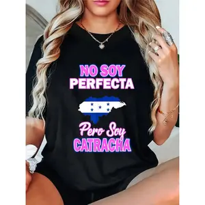 Women's 100% Cotton Short-Sleeve Round Neck Tshirt - Sporty Sports Tops for Casual Streetwear, Honduras Flag Catrachas Design