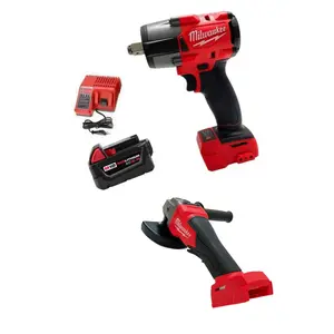 Milwaukee M18 Brushless Impact Wrench & Grinder Set, 1000N.M Impact Wrench + Cordless Angle Grinder, 18V Lithium-ion Kit